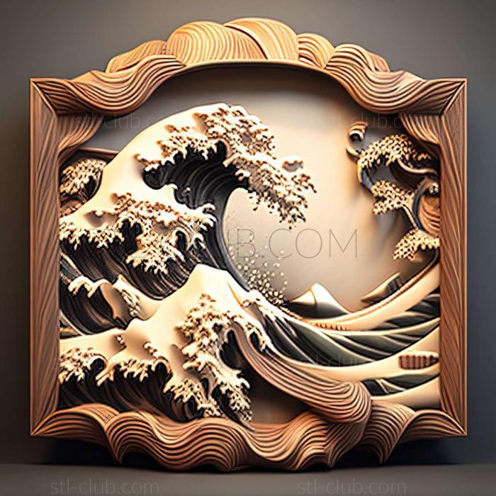 3D model great wave (STL)